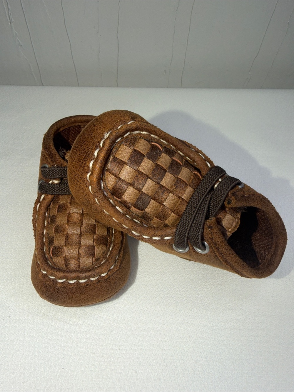 Twister Brown Woven Moccasin Kids Shoes